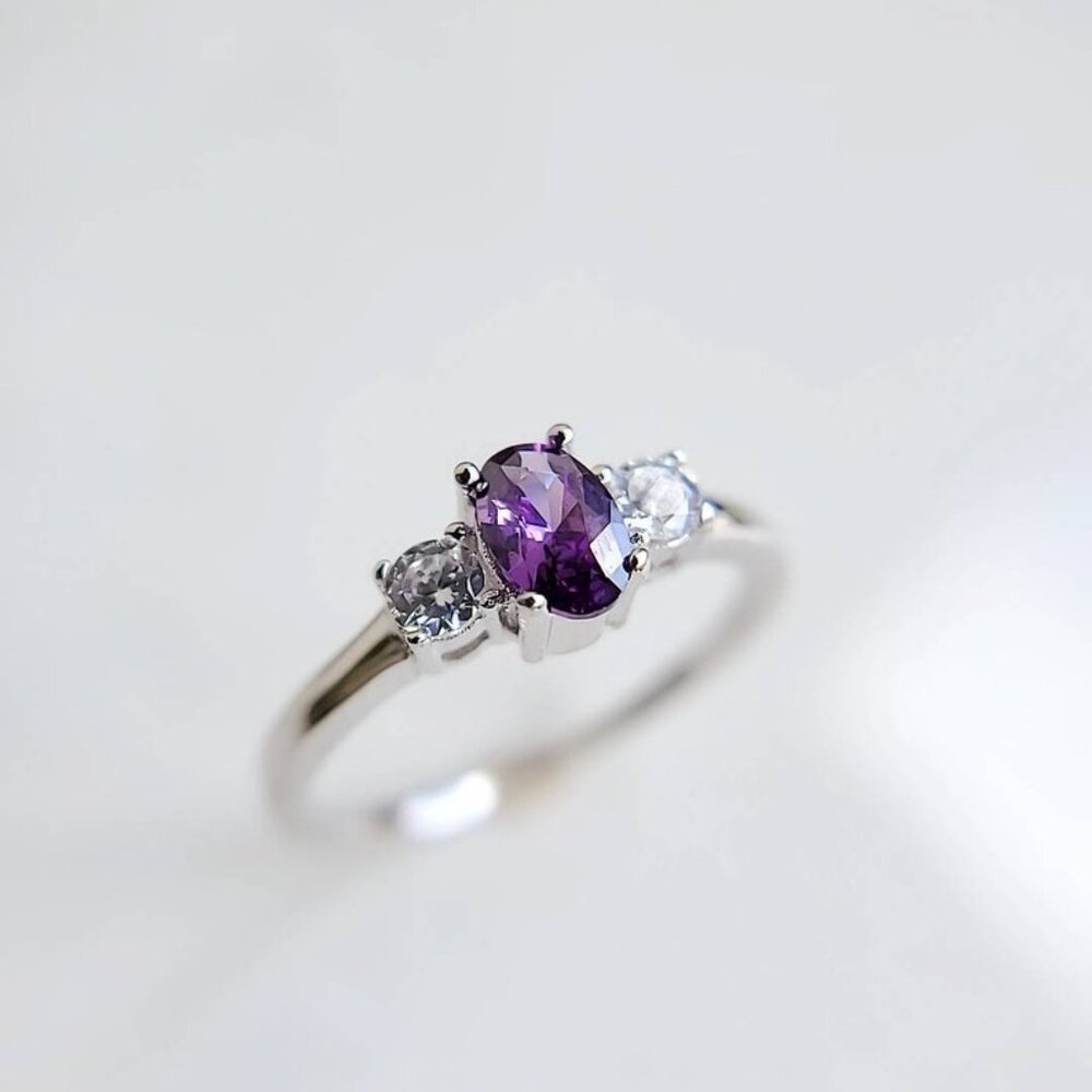 Sterling Silver Amethyst Ring, Brides Ring, Promi… - image 3
